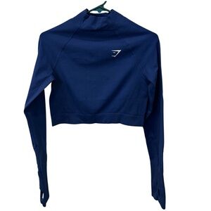 Gymshark Navy Blue Long-Sleeve Crop Top